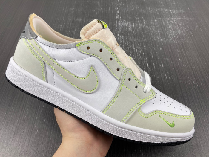 air jordan 1 retro low white ghost green black dm7837-103