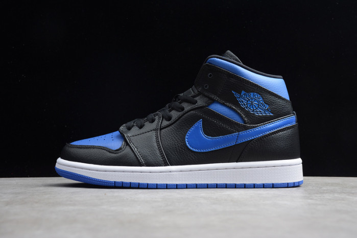air jordan 1 mid black hyper royal 554724-068