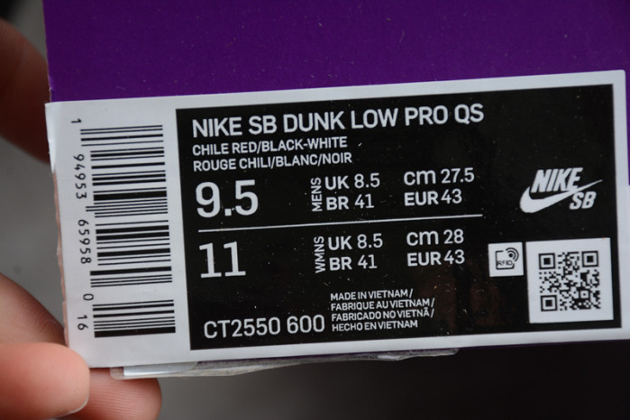 frame skate nike sb dunk low ct2550-600