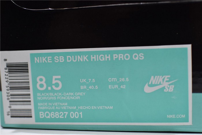 nike sb dunk high black sheep hornet bq6827-001