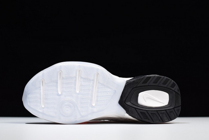 ow x nike m2k tekno white, black & team orange a03108 058