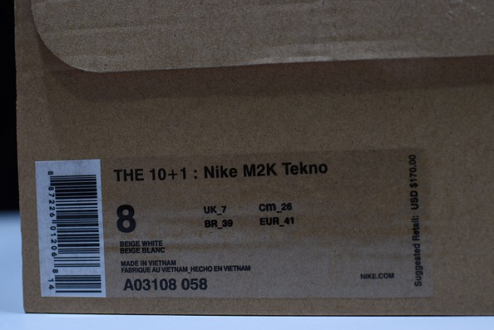 ow x nike m2k tekno white, black & team orange a03108 058