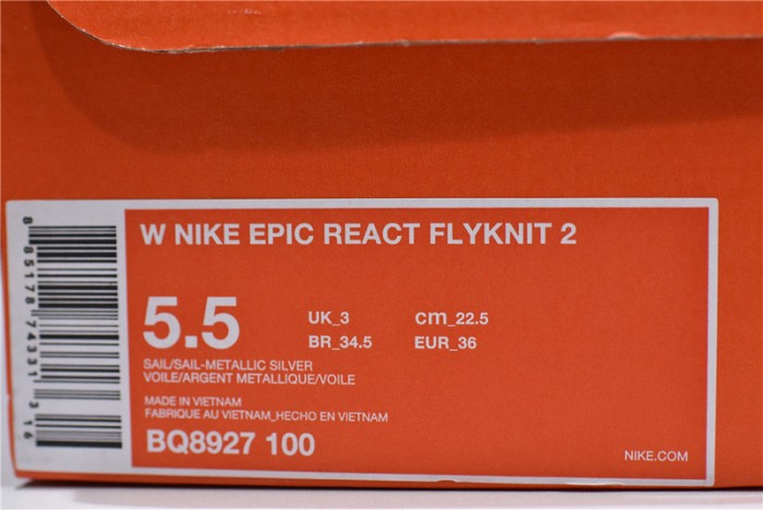 nike epic react flyknit 2 running shoe bq8927-100