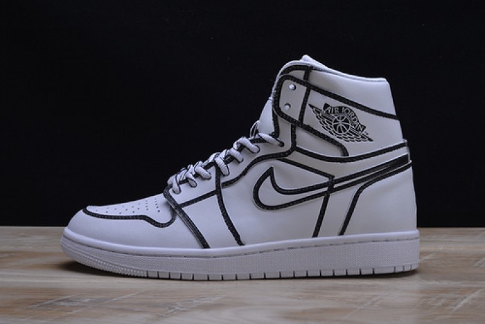 air jordan 1 retro “comic 3d pencil” white hand-painted mens aa4724-110